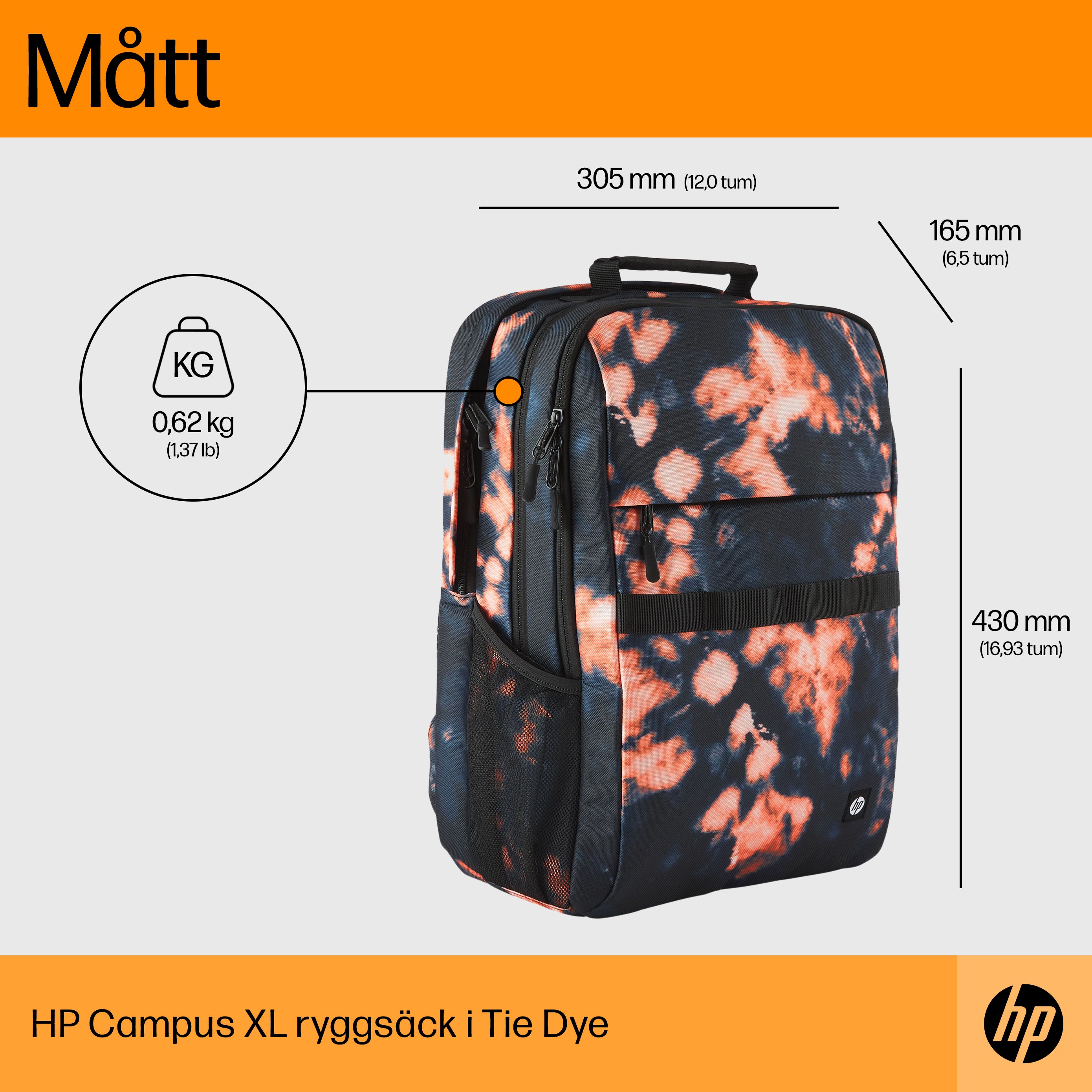 HP Campus XL ryggsäck i Tie Dye