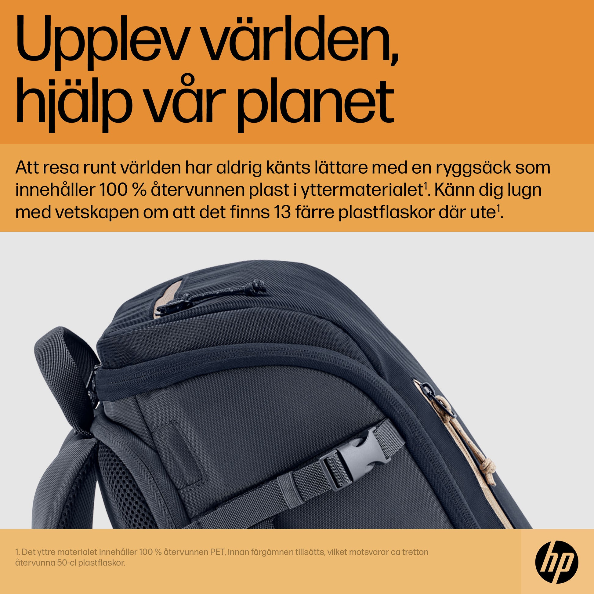 HP Travel 25 liter blå ryggsäck för 15,6 tum bärbar dator