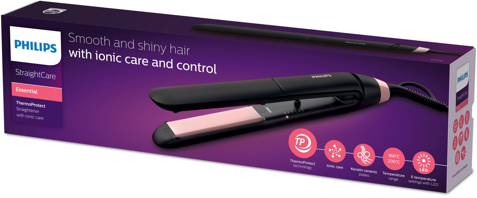 Philips Essential StraightCare BHS378/00 ThermoProtect-plattång