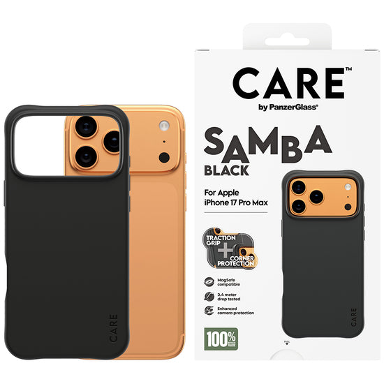 CARE by PanzerGlass Samba Beskyttelsescover Sort Apple iPhone 17 Pro Max