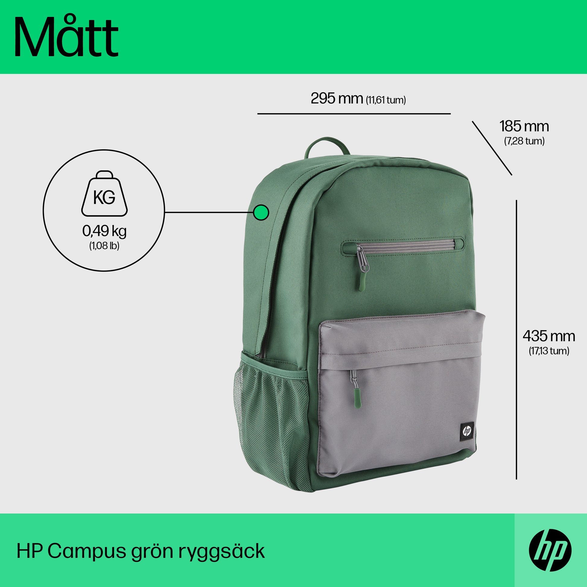 HP Campus grön ryggsäck