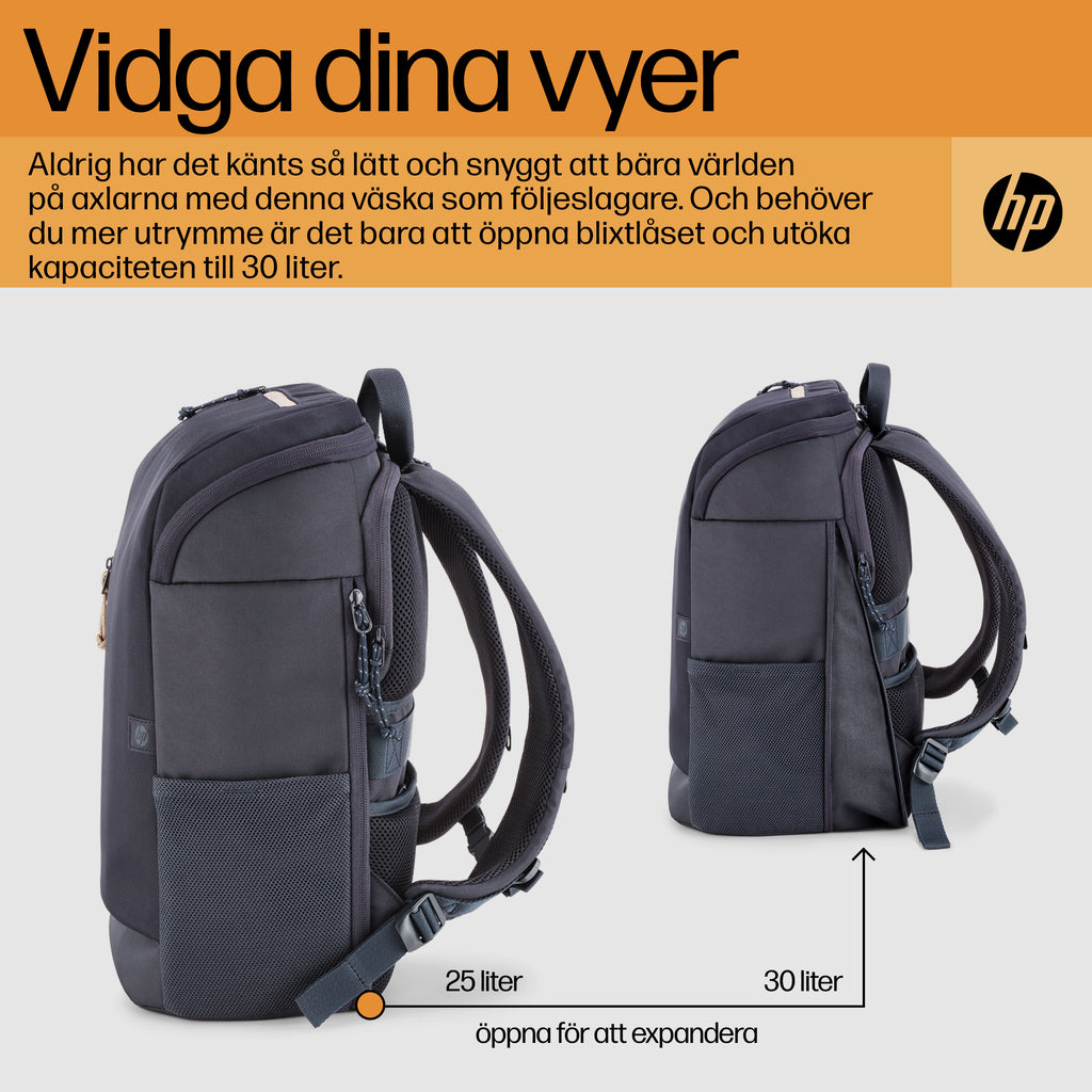 HP Travel 25 liter blå ryggsäck för 15,6 tum bärbar dator
