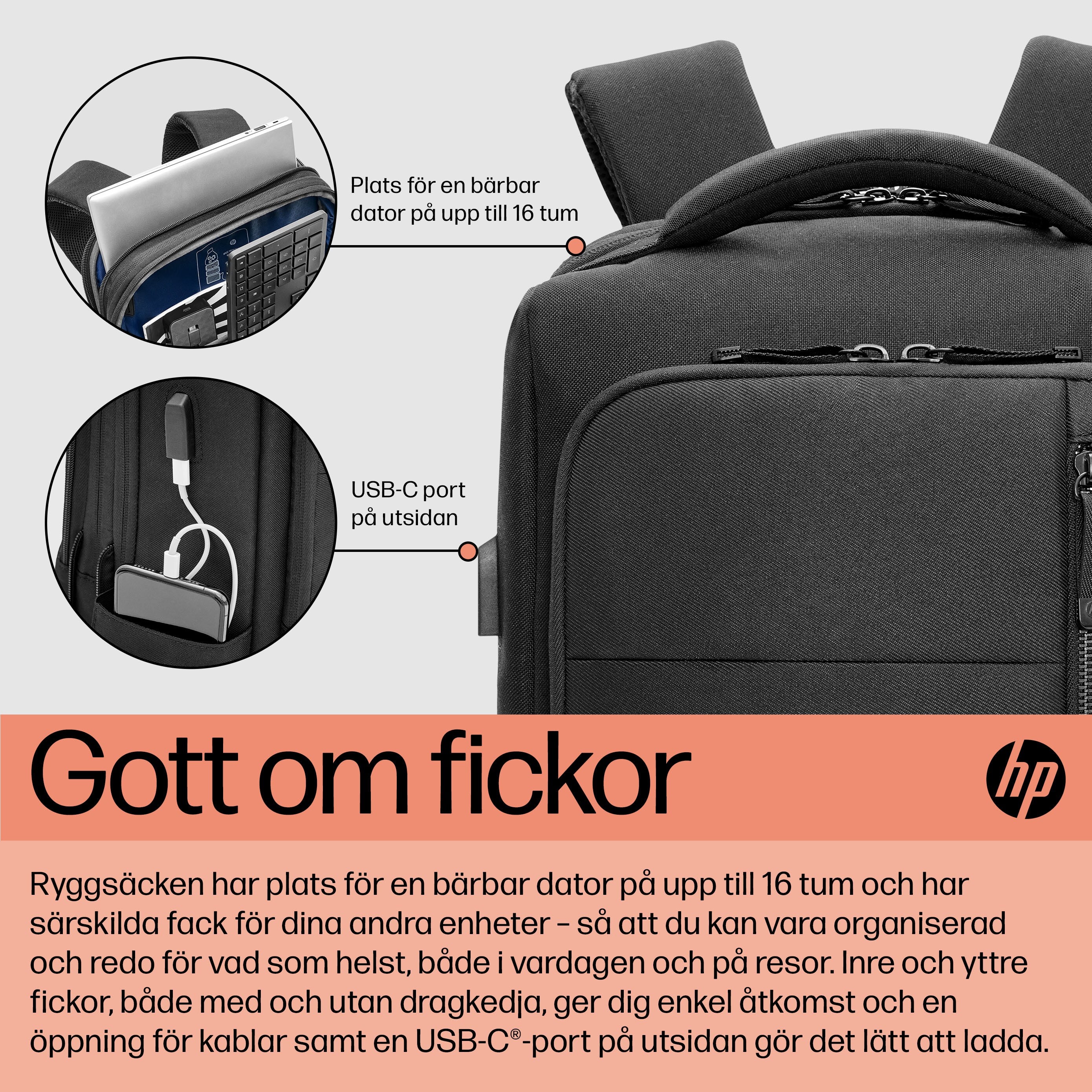 HP Renew Executive-ryggsäck för 16 tum bärbar dator