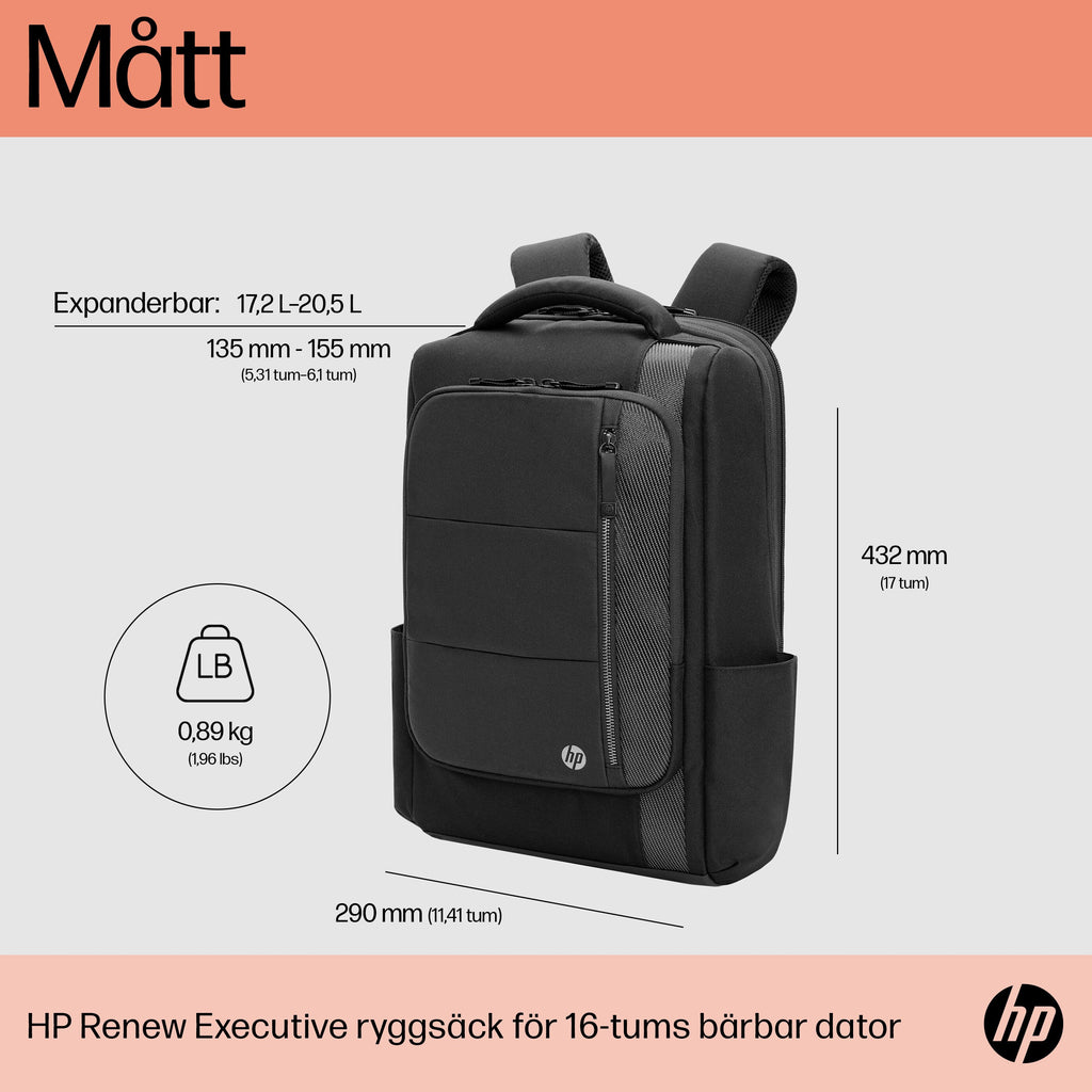 HP Renew Executive-ryggsäck för 16 tum bärbar dator