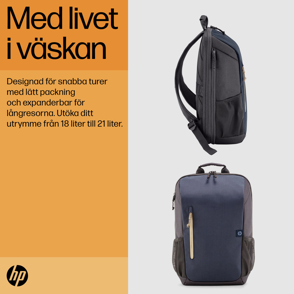 HP Travel 18 liter ryggsäck för 15,6-tums bärbar dator i Blue Night
