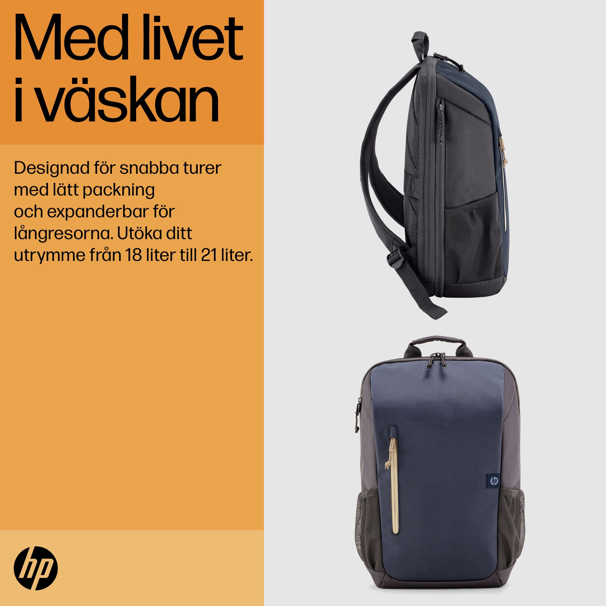 HP Travel 18 liter ryggsäck för 15,6-tums bärbar dator i Blue Night
