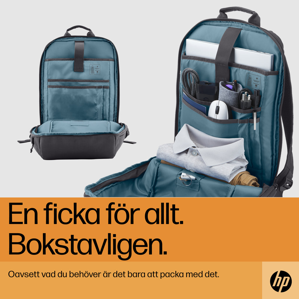 HP Travel 18 liter ryggsäck för 15,6 tum bärbar dator i Iron Grey