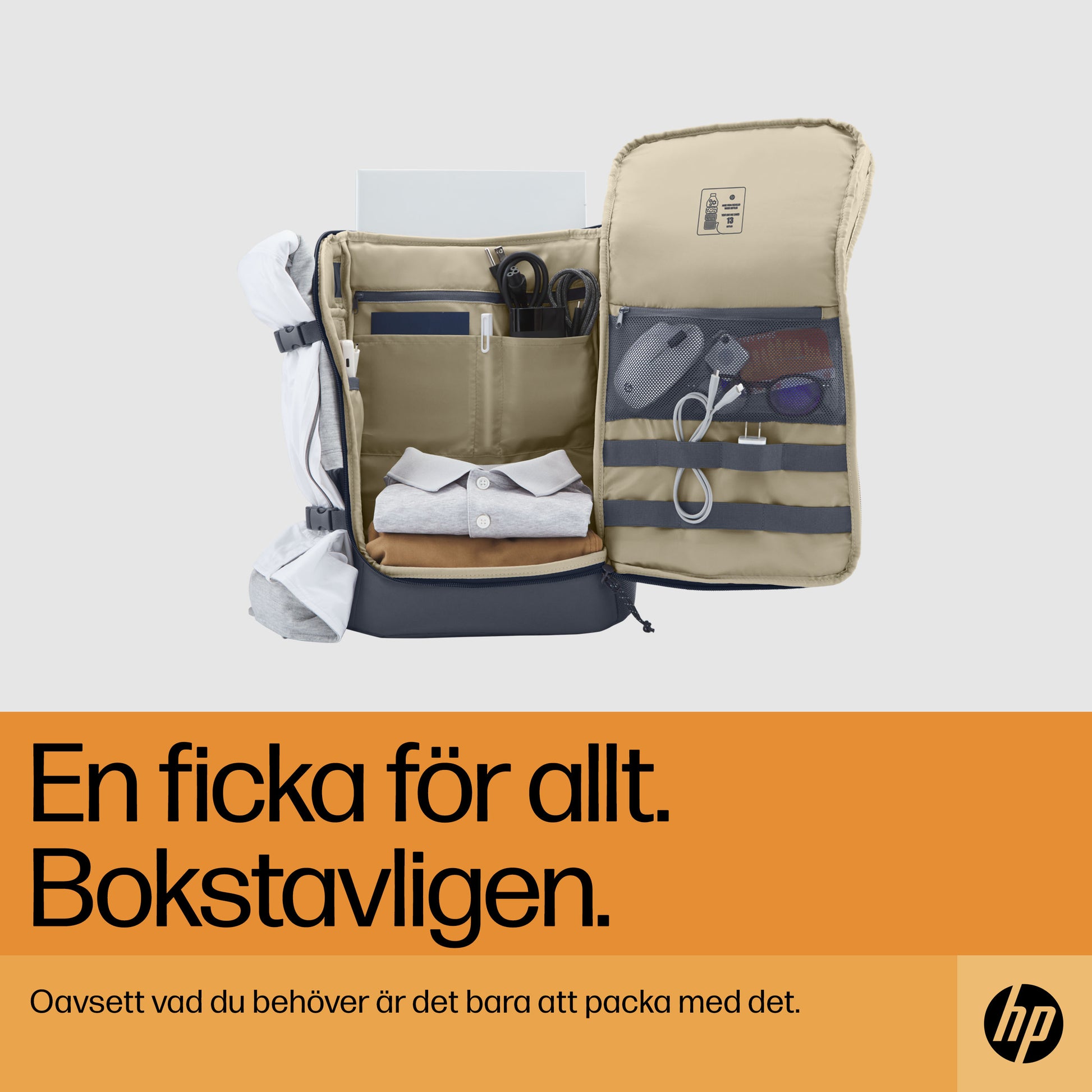 HP Travel 25 liter blå ryggsäck för 15,6 tum bärbar dator